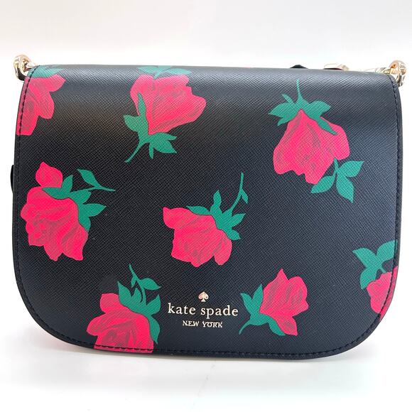 NWT Kate Spade Madison Rose Toss Printed Saddle Crossbody Bag MSRP $349 KE533 - Picture 2 of 11